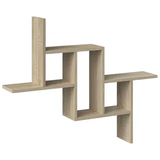 Selsey Fiesta Wandregal aus Melaminplatte 73,5 x 90 x 15 cm, 6 Fächer, Sonoma-Eiche-Finish, Wandregale mit asymmetrischem Design, Wandregal aus Holz, für Wohnzimmer, Schlafzimmer, Büro -