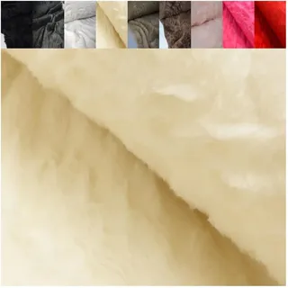 Fabrics-City Wollweiß weiches Teddyfell Stoff, Kunstfell Kuschelfell, zotteliges Fellimitat, Plüschstoff für Nähprojekte, Kuschelpelz, Webpelz, ideal DIY, Bekleidung, Dekoration, 4203