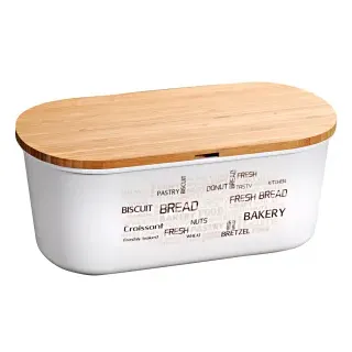 Kesper Brotbox aus Kunststoff, Brotbehälter mit abnehmbarem und beidseitig verwendbarem Schneidebrett, Farbe: weiß