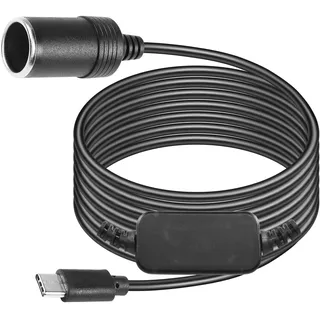 CERRXIAN 3,9 Fuß USB-C-Stecker auf 12 V Auto-Zigarettenanzünder Step-Up-Buchse Adapter Stromkabel für Dashcam, GPS, Auto-LED-Lichtleisten (1.2m)