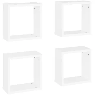 vidaXL Wandregalset 4-teilig 30/15/30 cm aus Holzwerkstoff Weiß , Strukturbuche , Rechteckig , 30x30x15 cm , Wohnzimmer, Regale, Wandregale