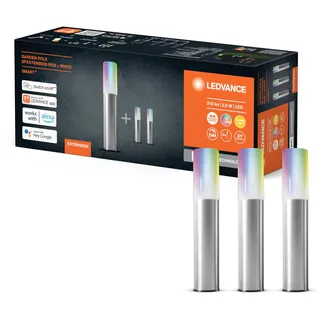 LEDVANCE Smarte LED Gartenleuchte mit WiFi Technologie, Erweiterungspaket mit 3 LED Garten Poles für Außen, RGB-Farben änderbar, Kompatibel mit Google und Alexa Voice Control, SMART+ WIFI GARDEN POLE