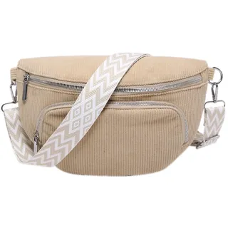 Damen Brusttasche aus Öko-Kordstoff – Großzügiges Fassungsvermögen, Schlichtes Modernes Design | Umweltfreundliche Crossbody Bag für Alltag & Reise (Beige)
