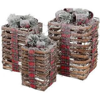 ECD-Germany Weihnacht Geschenkset , Dunkelbraun , Holz , 25.5x42x25.5 cm , Dekoration, Weihnachtsdekoration