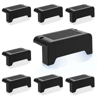 Solpex Solarlampen für Außen, 8 Stück Solar Decklichter für den Außenbereich, IP65 Wasserdicht für Außentreppen, Treppen, Zaun, Hof, Garten, Terrasse, Weg (Schwarz, Weiß)