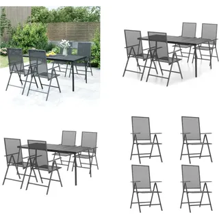 vidaXL 5 tlg. Garten Essgruppe Anthrazit Stahl - Garten-Essgruppe - Garten-Sitzgruppe - Outdoor Möbel Set - Gartenmöbel-Set - Grau