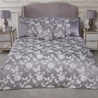 Emma Barclay Bettwäsche für Super-King-Size-Bett, Motiv: Schmetterling, 100% Polyester, silberfarben