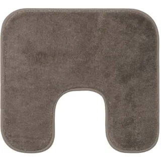 Gözze - Premium Rutschfester Badteppich mit Ausschnitt, RIO, 100% Microfaser, Ideal als WC-Vorlage für Standtoilette, 50 x 45 cm - Taupe