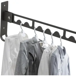 Luxvara Kleiderstange Wandmontage, Kleiderstange Klappbar, Wäscheständer Aluminium mit Schrauben, Kleiderständer Wand für Balkon Badezimmer Waschküche, Schwarz