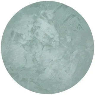 benuta Nest Kunstfell-Teppich Dave Mint ø 80 cm rund , Mintgrün , Textil , Beton Optik , Rund , 80x80 cm , wasserabweisend , Teppiche und Böden, Teppiche