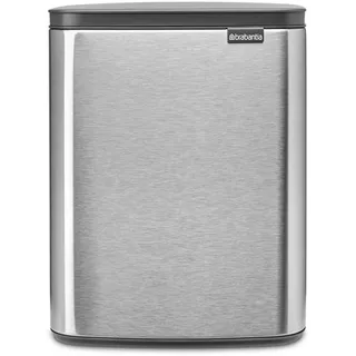 Brabantia - Bo Abfalleimer 12L - Abfalleimer, stilvoll & praktisch - Deckel öffnet leicht, schließt sanft - Hygienisch, platzsparend - Transportgriff - Bad, Heimbüro, Schlafzimmer - Mattstahl FPP