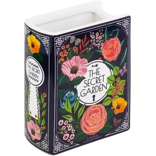 STEEL MILL AND CO. Steel Mill & Co Kleine Buchförmige dekorative Vase, Keramikvasen für Heimdekoration, niedliche Bücherregaldekoration, einzigartige Vase für Buchliebhaber, geheimer Garten