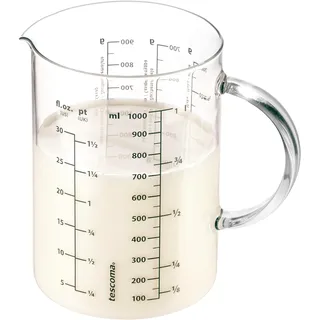 Tescoma Messbecher Glas 1l aus hitzebeständigem Borosilikatglas - Großer Glas Messbecher DELÍCIA, geeignet für Mikrowelle, Elektro- und Gasherd und Kühlschrank
