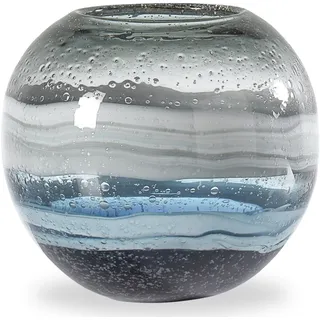 Torre & Tagus Andrea Handgefertigte Vase aus Glas mit Wirbel, für Heimdekoration, Wohnzimmer, Tafelaufsatz und Heimbüro, Blau