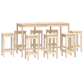 vidaXL 9-tlg. Bar-Set Massivholz Kiefer - Braun