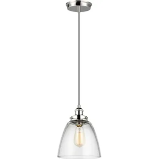 Baskin Zeitgenössische Aufhängung Glas Poliertes Nickel 1 Licht E27 T22.8Cm - Silber