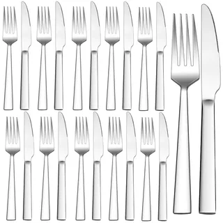 HaWare Steakbesteck Set, 24-teilig Tafelmesser und Tafelgabeln für 12 Personen, Edelstahl Messer und Gabeln Besteck Set, Steakmessr Set für Steak/Pizza, Spülmaschinenfest - Eleganter Griff