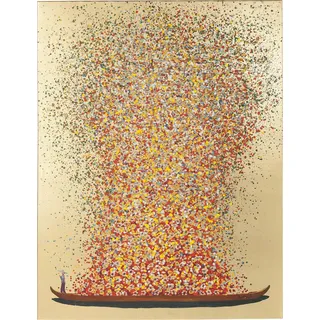 Kare Design Leinwandbild Flower Boat, Pink/Gold, 50x40 cm, Wandbild, Canvas, Blumen Motiv, Klein, Wohnzimmer