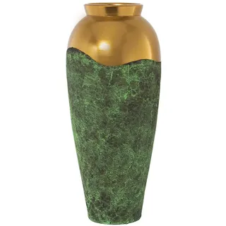 Alexandra House Living Vase, Grün, Gold, Keramik, 25 x 25 x 59 cm