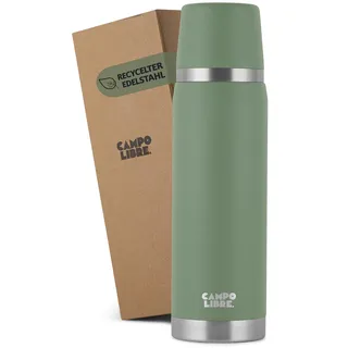 Campo Libre. Jaco® Thermoskanne 500ml I Thermos mit Becher I Unsere Thermosflasche hält mind. 24h heiß I Isolierkanne mit Doppelwand ist zu 100% auslaufsicher I recycelter Edelstahl I Green