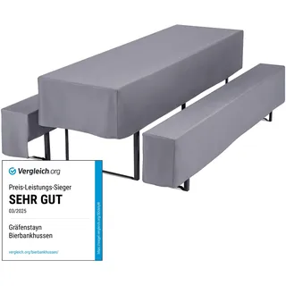 Gräfenstayn® Valentin - Biertischhussen-Set 3 TLG für Bierzeltgarnitur - 50cm oder 70cm Tischbreite - mit Öko-Tex Siegel Standard 100 : "Geprüftes Vertrauen 30575 (Anthrazit, 70x220cm)