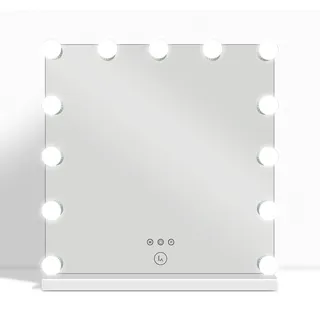 Lux Vanity LV-2676: Quadratischer Hollywood-Schminkspiegel mit 13 dimmbaren LED-Lampen, 80 x 80 cm