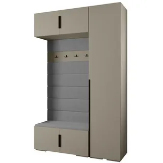 Abiks Möbel Garderoben-Set 236,7/150/47 , Kaschmir, Grau, Schwarz , Holz , Nachbildung , 150x236.7x47 cm , Garderobe, Garderoben-Sets & Garderoben-Serien, Garderoben-Sets