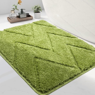 homantic Grasgrüne Badezimmerteppich – grüne Badematten für Badezimmer, rutschfest Badteppich, Badezimmer-Dekor, wasserabsorbierend, für Waschbecken, Badewanne, Badteppiche grün, 40 x 60 cm