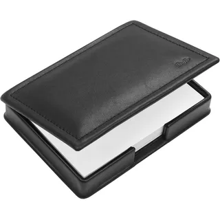 Läufer 34016 Modena Zettelkasten, fein genarbtes Rindsleder, schwarz, Handgefertigt aus Echtleder in Deutschland, Zettelbox aus Leder