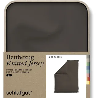 schlafgut Knitted Jersey uni, aus Bio-Baumwolle mit Elasthan, Reißverschluss«, (1 St.), bügelfrei, Mix & Match Bettwäsche: passender Kissenbezug erhältlich Schlafgut Sand Deep B/L: 155 cm x 220 cm