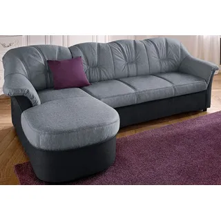 DOMO collection Ecksofa Kunstleder 3-Sitzer Schwarz/Silber