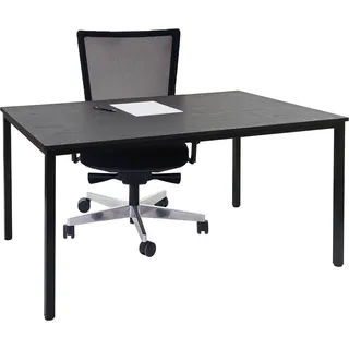 Schreibtisch Braila, Konferenztisch Bürotisch Seminartisch, 120x80cm MDF schwarze Eiche-Optik - Schwarz