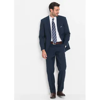 Anzug BONPRIX "Anzug (2-tlg. Set), Regular Fit", Herren, Gr. 62, N-Gr, dunkelblau (länge: regulär), Web, Obermaterial: 100% Polyester. Futter: 100% Polyester, gepflegt, unifarben, regular fit, Anzüge Anzug, Regular Fit, pflegeleichtes Material, zweiteiliges Set