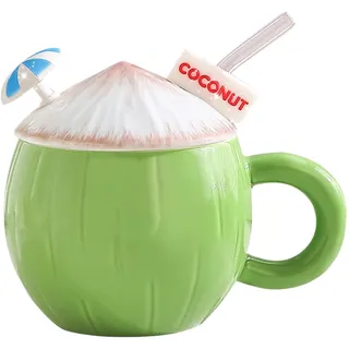 auvstar Kreative Spaß Kaffeetasse,Lustige Tassen,Keramik Kaffeetasse In Kokosnussform,Kreative Wasserflasche Für Das Büro,Das Perfekte Geschenk Für Familie,Freunde Und Lehrer(Coconut Cup)