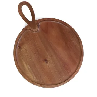 HOMLA Schneidebrett Brett Küchenbrett Servierbrett Bambus Brettchen für Obst Gemüse Fleisch Fisch MOOKA Rundes Servierbrett 40x30 cm