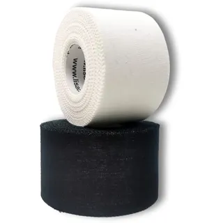 LisaCare Sport Tape - 2 Rollen 3,8cm breit - Sport Tapes - Fußball Tape - Athletic Tape - Tape Sporttape starker Halt & leicht zu reißen - für jede Sportart & Lebenssituation (2er-Set Schwarz/Weiß)