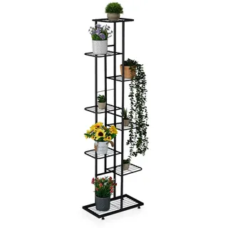 Relaxdays Blumenregal 142 x 45 x 22 cm Schwarz