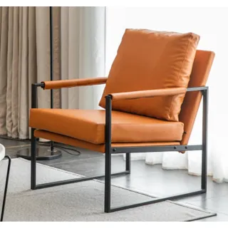 Sessel Design Luxus Polster Luxus Lounge Club Wohnzimmer Einrichtung - Orange