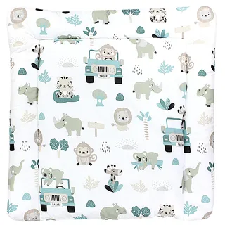 TupTam Baby Wickeltischauflage mit Baumwollbezug Gemustert, Farbe: Zoo Grün, Größe: 70 x 50 cm