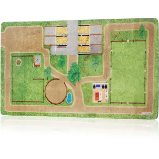 Little Lino Pferde Spielteppich Extra Weich - Reiterhof & Pferdestall Spielwelt - rutschfeste Spielmatte fürs Kinderzimmer 118 x 220 cm