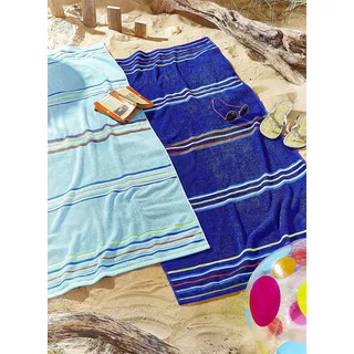 Catherine Lansfield Strandtuch aus Baumwolle, Regenbogenfarben, 75 x 150 cm, Blau, 1 Paar