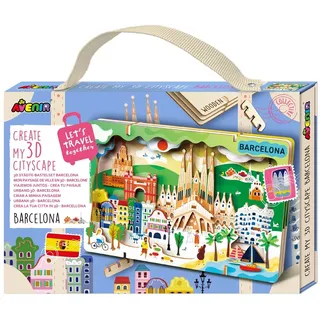 Avenir 6305081 3D Städte-Bastelset, Barcelona, Stadt Miniaturpuzzle, DIY Holzpuzzle, Deko-Geschenk für Erwachsene und Kinder ab 6 Jahren