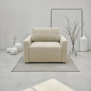 DOMO collection Sessel Sintra Polyester 106 x 75 x 116 cm Beige mit Schlaffunktion