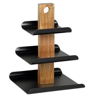 Kesper | 3-stöckige Etagere aus FSC®-zertifiziertem Akazienholz und schwarz lackiertem Metall, Maße: 24,5 x 24 x 34 cm | 90119