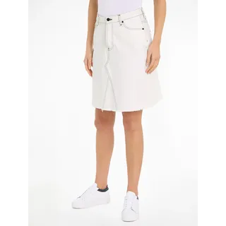 Tommy Hilfiger Jeansrock »DNM RW A-LINE SKIRT ECRU«, Webrock mit Logoprägung, beige