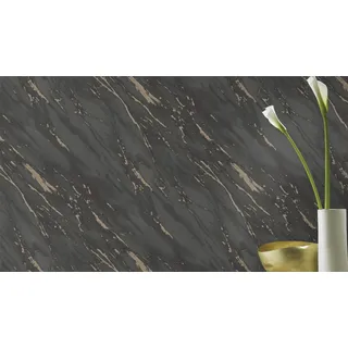Rasch Papiertapete "mit Mamoroptik in Schwarz" Steinoptik glatt Marmoroptik, schwarz,gold
