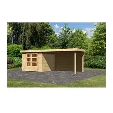 KARIBU Gartenhaus »Askola«, Holz, BxHxT: 500 x 211 x 246 cm (Außenmaße inkl. Dachüberstand) - beige