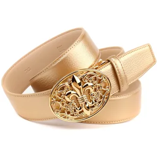 Ledergürtel ANTHONI CROWN, Damen, Gr. 85, gold, Rindsleder, Gürtel Ledergürtel