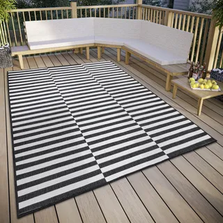 MY HOME »Viela Outdoor Wendeteppich, auch als Läufer erhältlich« rechteckig 5 mm Höhe schwarz weiß, Flachgewebe, Balkon, Wohnzimmer, In-Outdoor, wasserfest,
