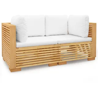 vidaXL Garten-Ecksofas mit Kissen 2 Stk. Massivholz Teak - Braun
